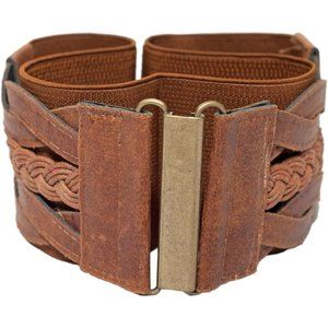 Plus Size Braided Elastic Leatherette Fashion Belt